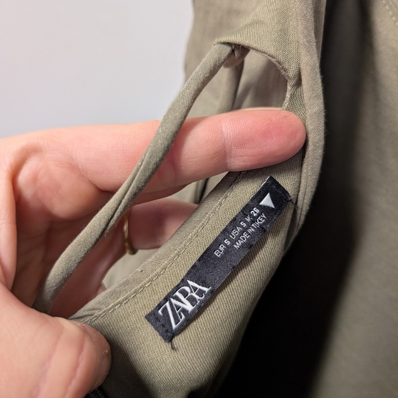 Zara Olive Midi Dress Small Cutout Slit Feminine Sexy - Picture 6 of 7